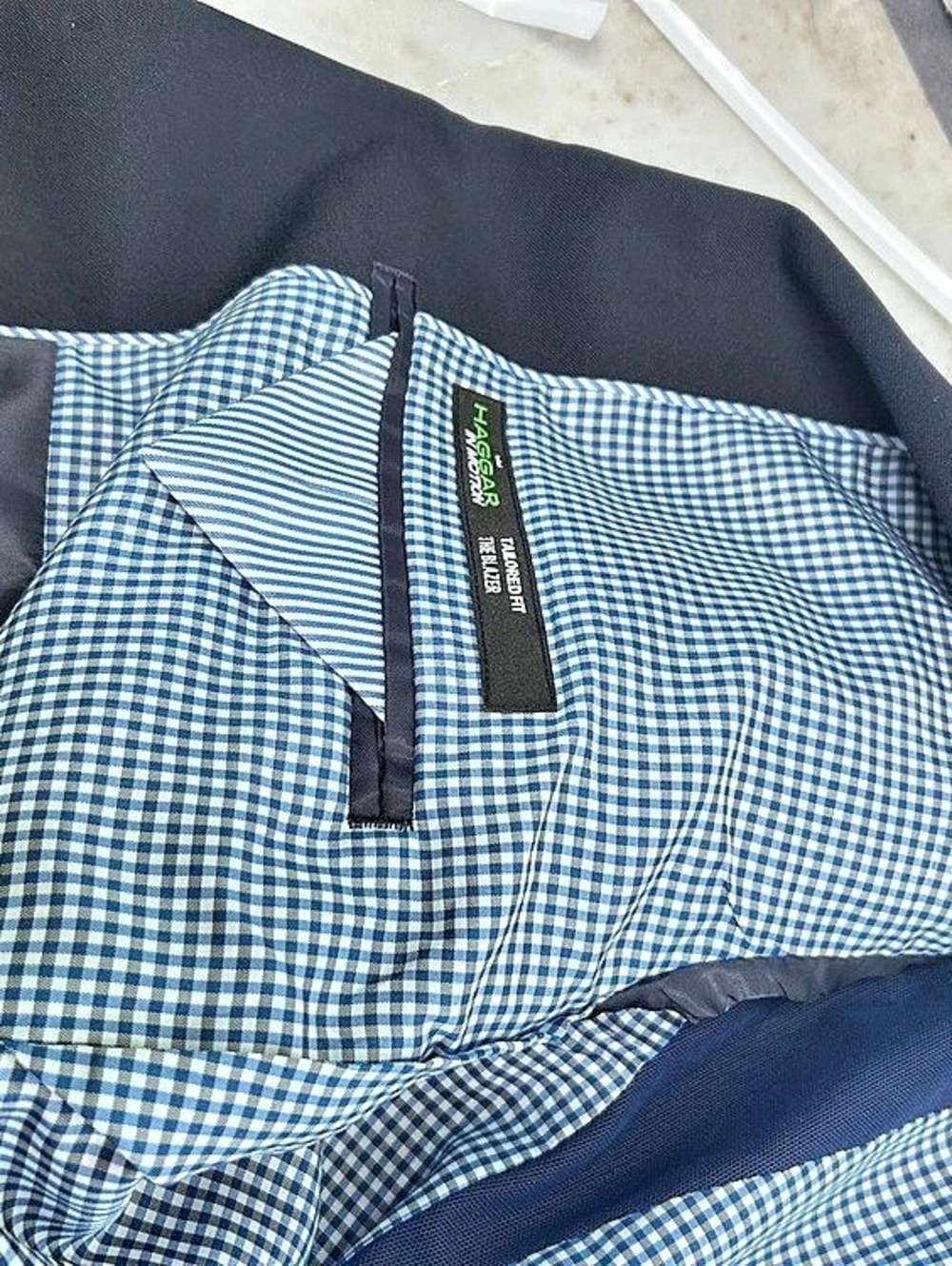 Haggar In Motion Blazer Men's Checkered Blue 42 Short new blazer - Picture 9 of 14